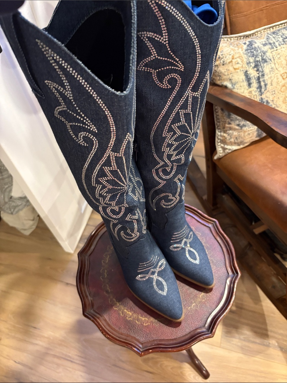 Women's Embellished Dark Blue Cowgirl Boots
